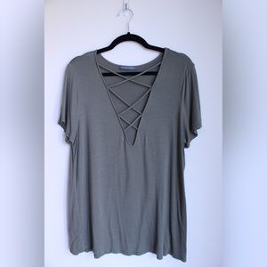 Criss Cross V neck shirt